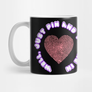 Well, just pin and you're in - white letters with a purple border on a black background. Mug